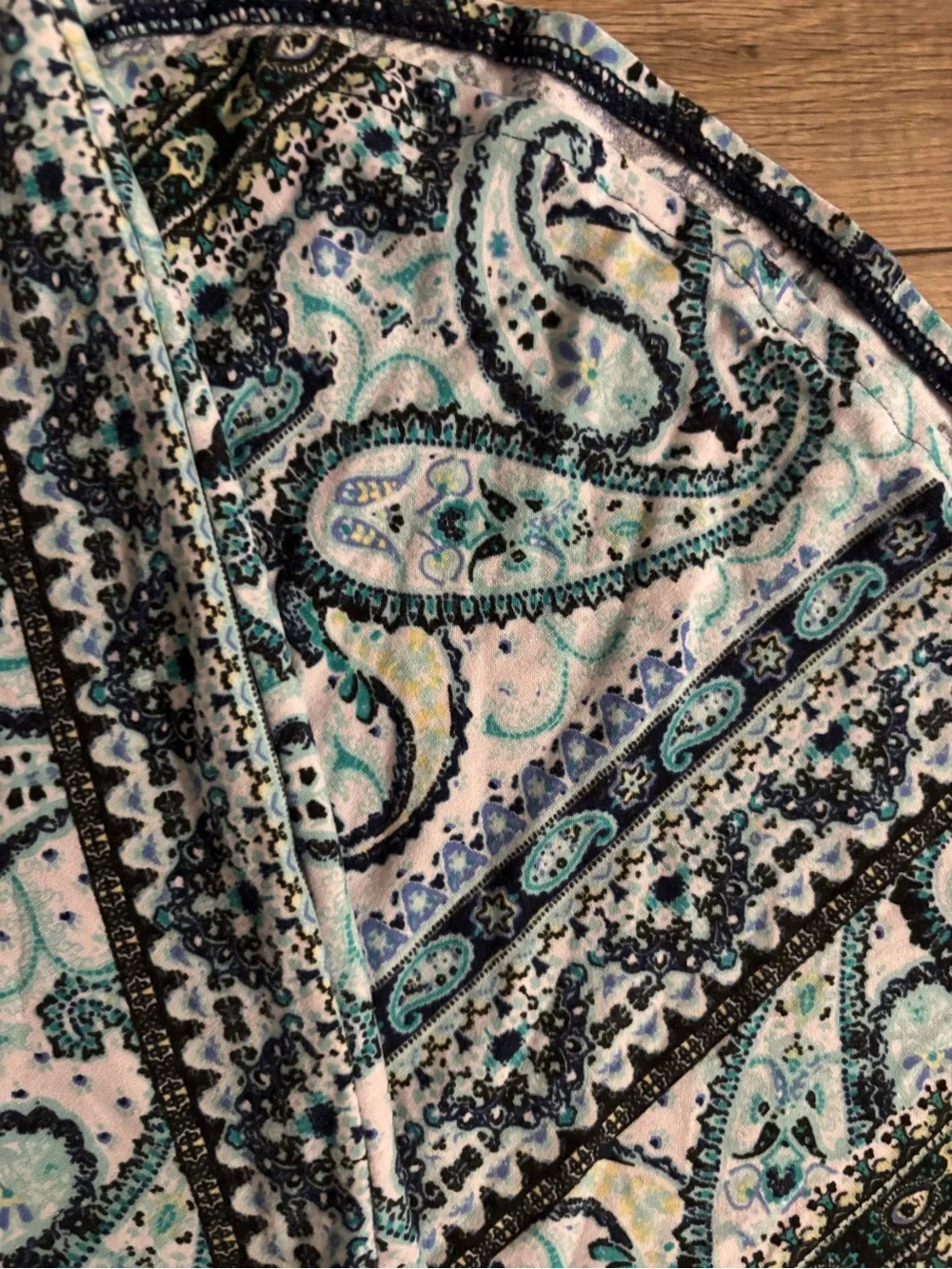 Bobbie Brooks Teal, Black and White Paisley Athletic Shorts